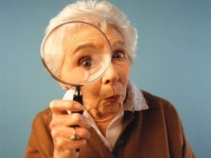 Old Woman with Magnifying Glass Old Woman with Magnifying Glass